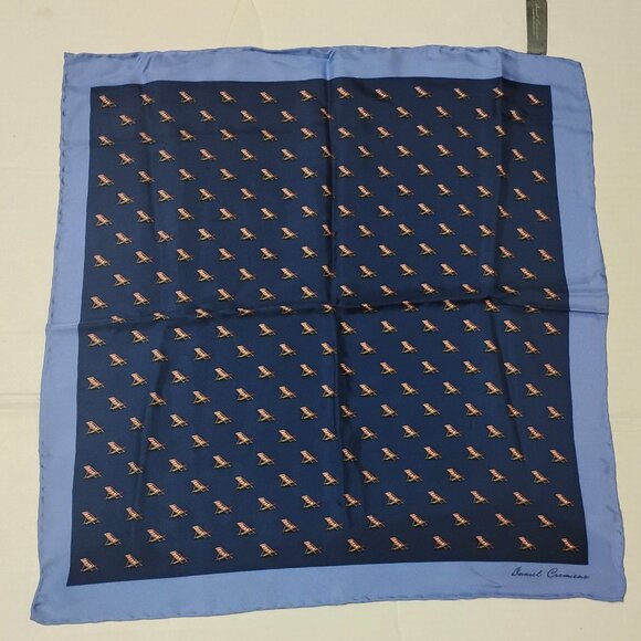 ❤️New DANIEL CREMIEUX Beach Chair Silk Pocket Square Scarf - Picture 1 of 7